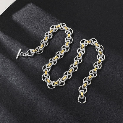 Stainless Steel Hip-Hop Color Block Bracelets Necklace
