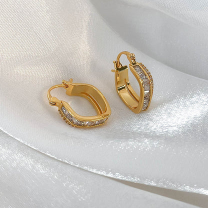 1 Pair Glam Simple Style Solid Color Plating Inlay Copper Zircon Gold Plated Earrings