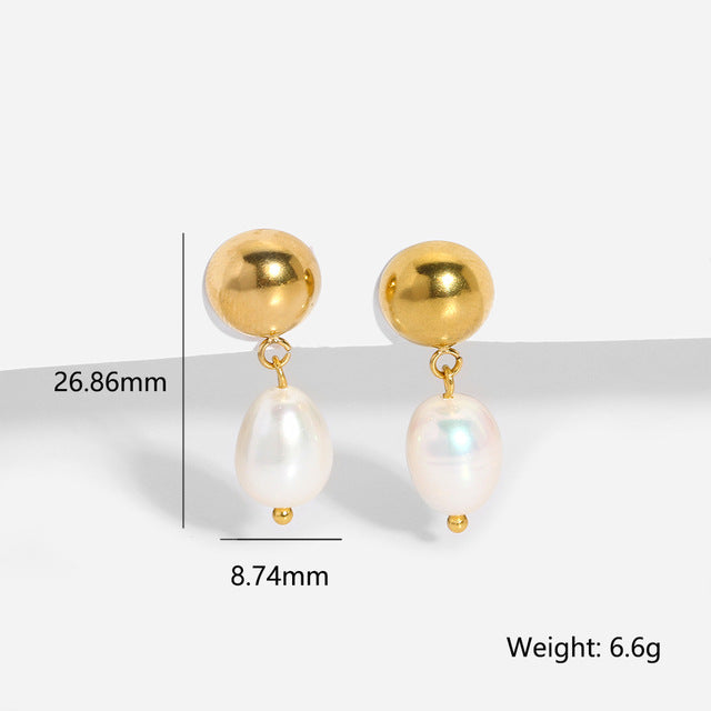 1 Pair Retro Color Block Plating Stainless Steel Gold Plated Drop Earrings