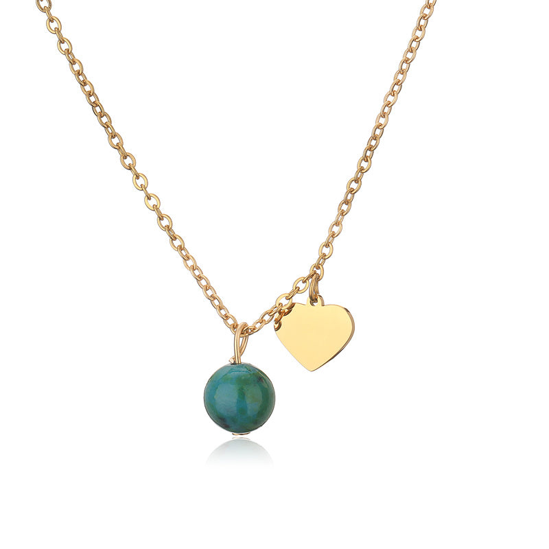 304 Stainless Steel Gold Plated Casual Simple Style Plating Inlay Heart Shape Pendant Necklace