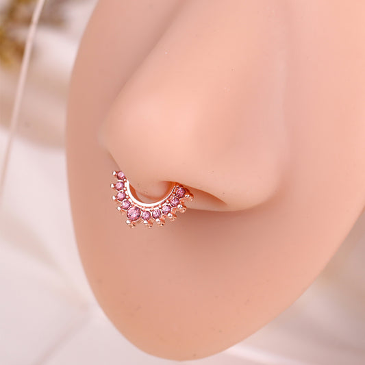 1 Piece Nose Rings & Studs Simple Style Classic Style Color Block Copper Inlay Rhinestones Nose Rings & Studs
