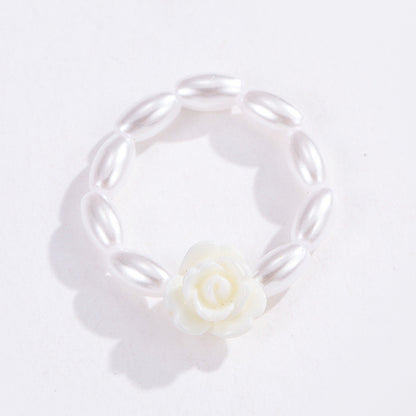 Wholesale Jewelry Simple Style Classic Style Flower Artificial Pearl Beaded Rings