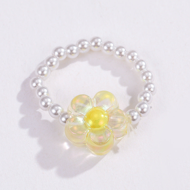 Wholesale Jewelry Simple Style Classic Style Flower Artificial Pearl Beaded Rings