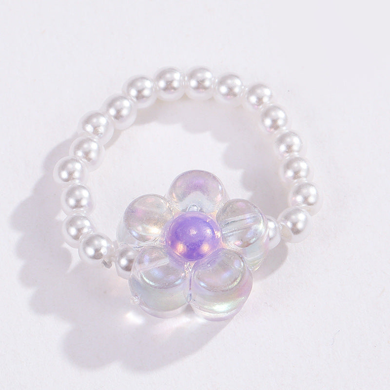 Wholesale Jewelry Simple Style Classic Style Flower Artificial Pearl Beaded Rings