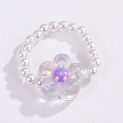 Wholesale Jewelry Simple Style Classic Style Flower Artificial Pearl Beaded Rings