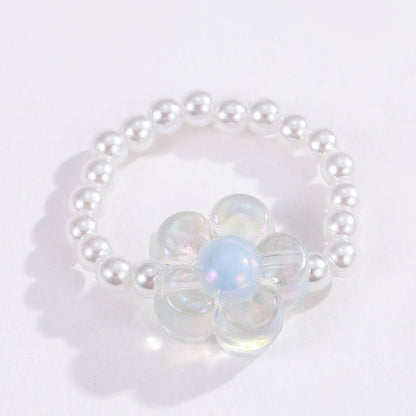 Wholesale Jewelry Simple Style Classic Style Flower Artificial Pearl Beaded Rings