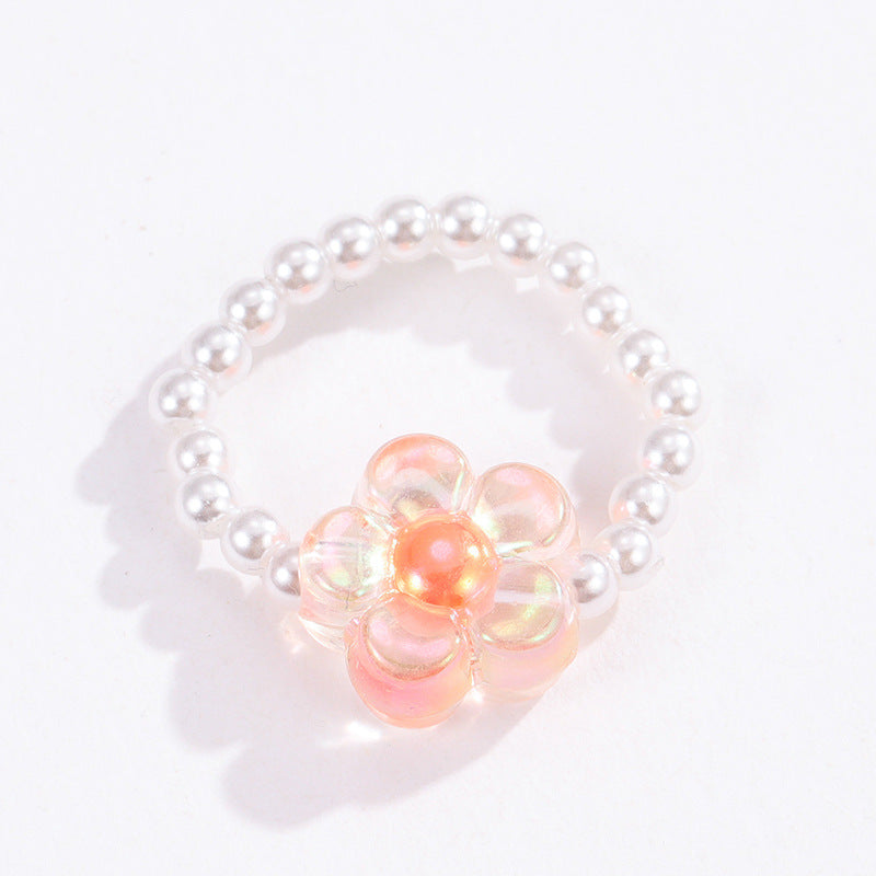 Wholesale Jewelry Simple Style Classic Style Flower Artificial Pearl Beaded Rings