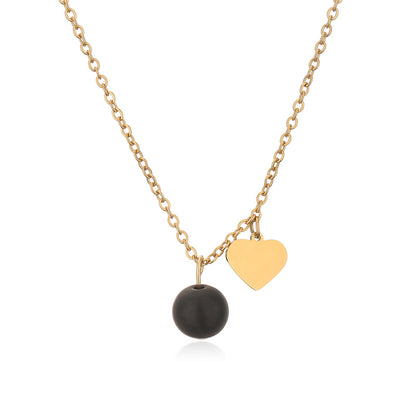 304 Stainless Steel Gold Plated Casual Simple Style Plating Inlay Heart Shape Pendant Necklace