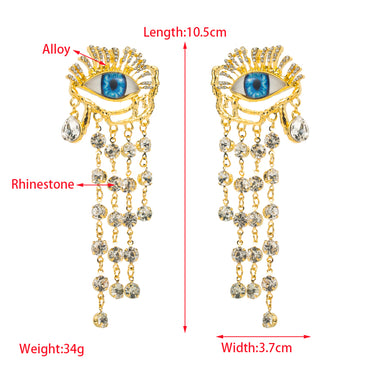 1 Pair Elegant Luxurious Eye Plating Inlay Alloy Resin Rhinestone Resin Rhinestones Gold Plated Drop Earrings