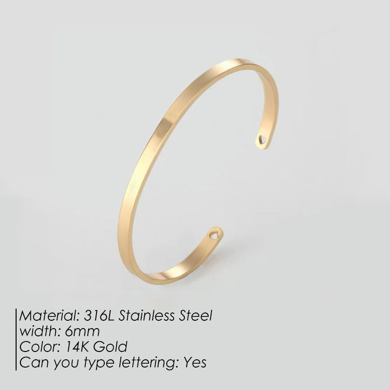 Stainless Steel 14K Gold Plated Simple Style Classic Style Geometric Plating Bangle