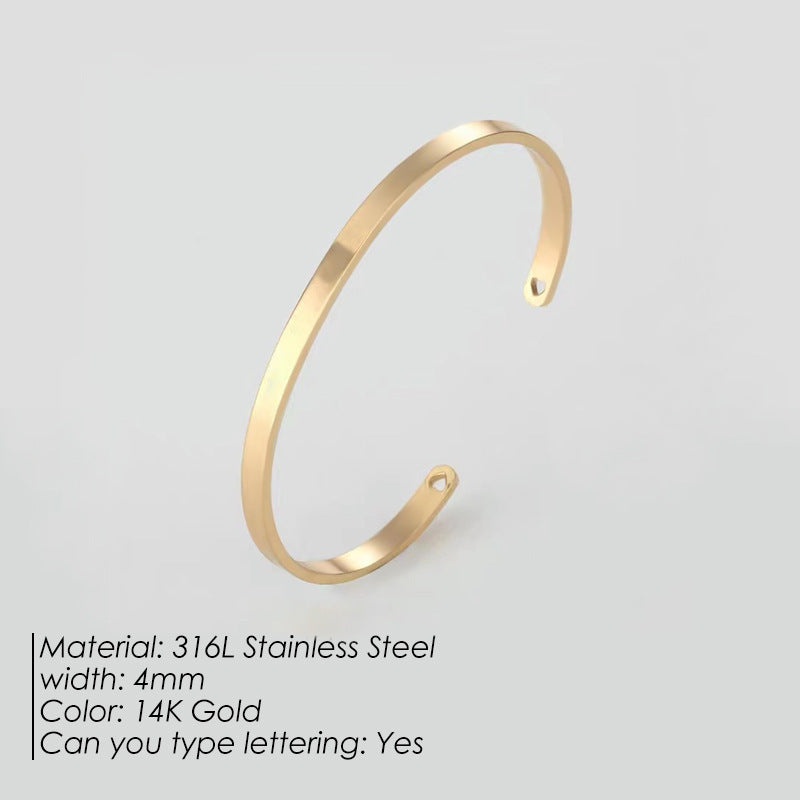 Stainless Steel 14K Gold Plated Simple Style Classic Style Geometric Plating Bangle