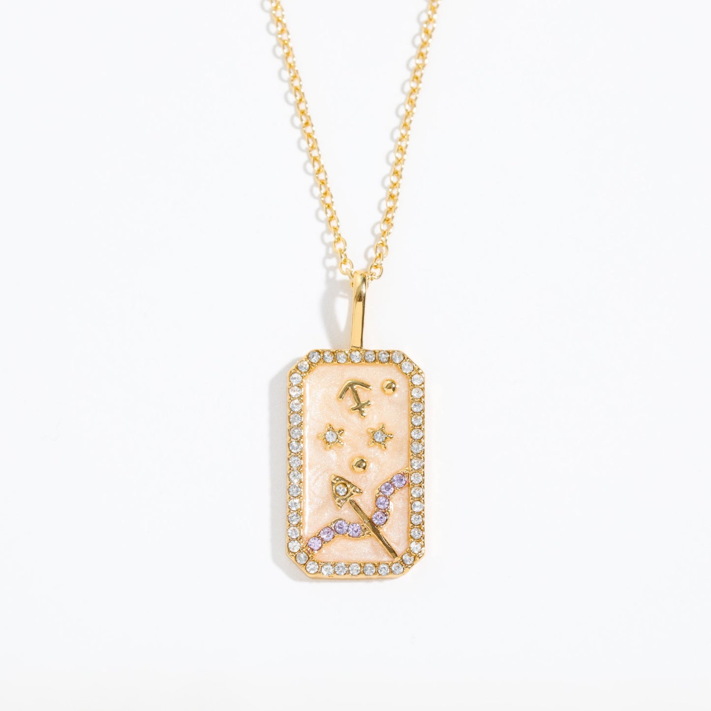 Copper Retro Geometric Inlay Zircon Pendant Necklace