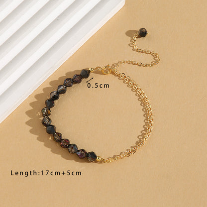 Simple Style Commute Geometric Crystal Copper Beaded 18K Gold Plated Women's Bracelets