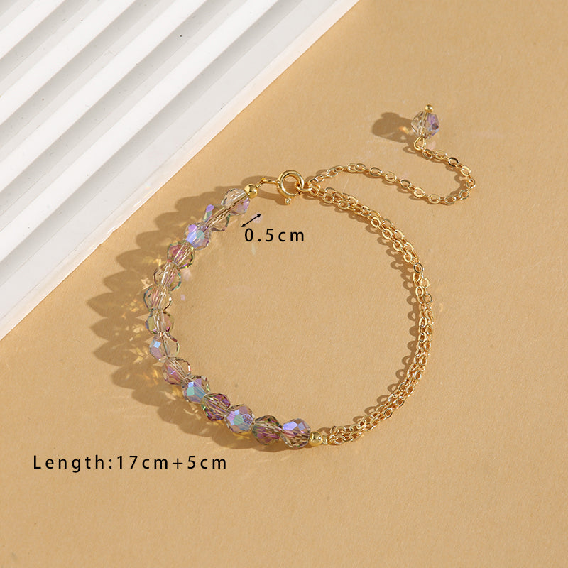 Simple Style Commute Geometric Crystal Copper Beaded 18K Gold Plated Women's Bracelets