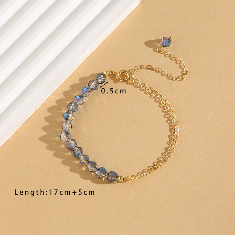 Simple Style Commute Geometric Crystal Copper Beaded 18K Gold Plated Women's Bracelets