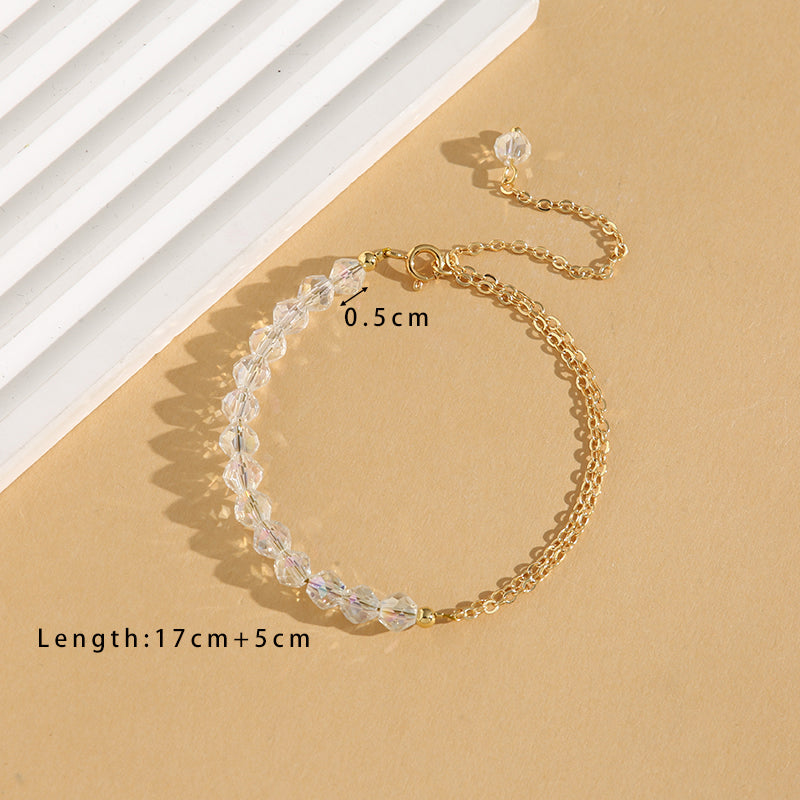 Simple Style Commute Geometric Crystal Copper Beaded 18K Gold Plated Women's Bracelets