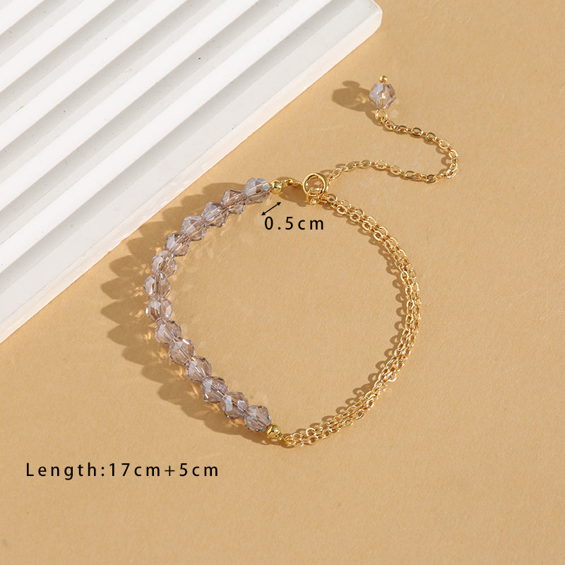 Simple Style Commute Geometric Crystal Copper Beaded 18K Gold Plated Women's Bracelets