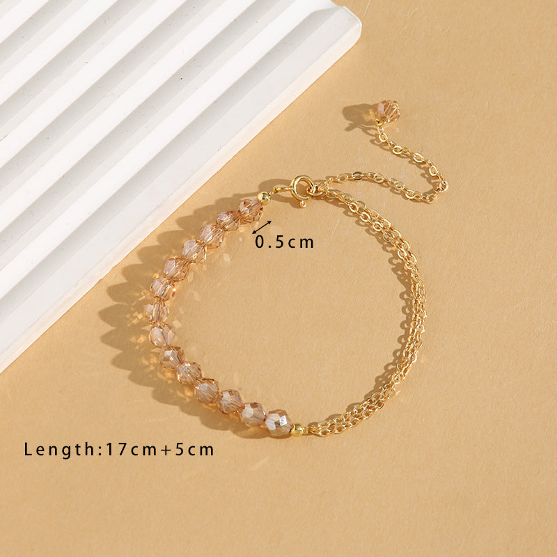 Simple Style Commute Geometric Crystal Copper Beaded 18K Gold Plated Women's Bracelets