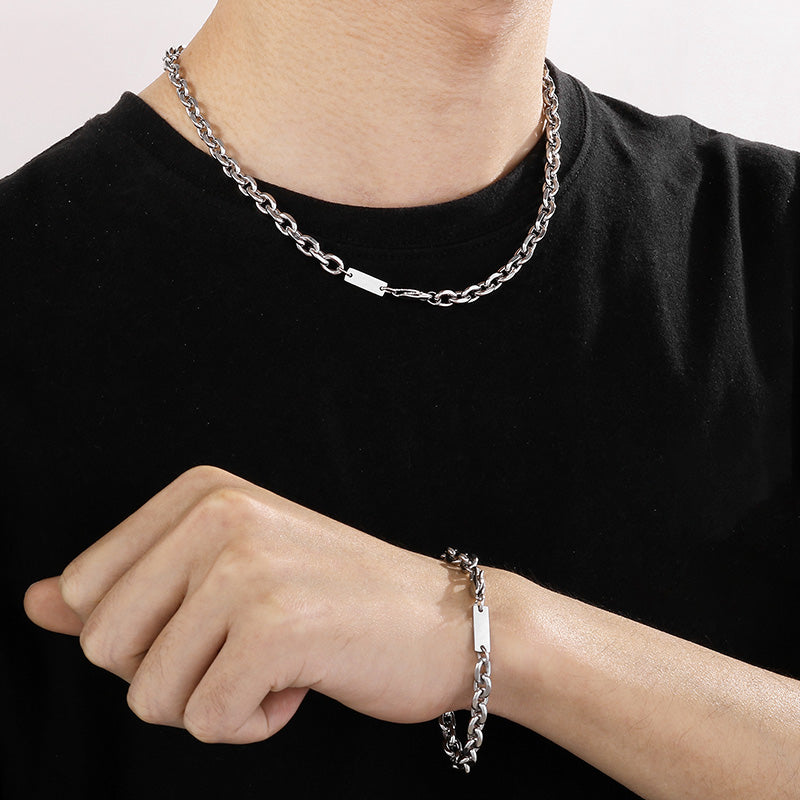 Stainless Steel Hip-Hop Solid Color Bracelets Necklace