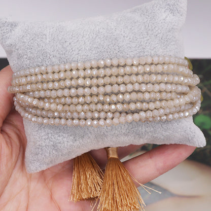 Vintage Style Simple Style Devil's Eye Palm Artificial Crystal Glass Knitting Women's Bracelets