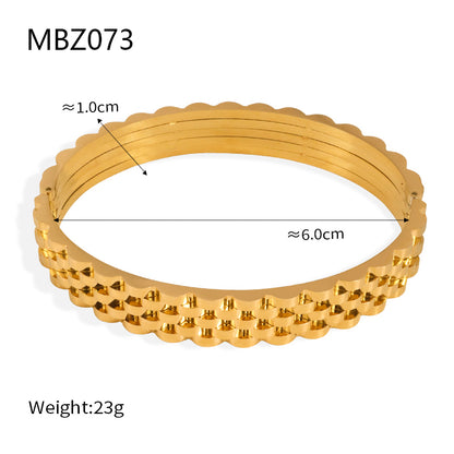 Titanium Steel 18K Gold Plated Casual Simple Style Geometric Layered Plating Bangle