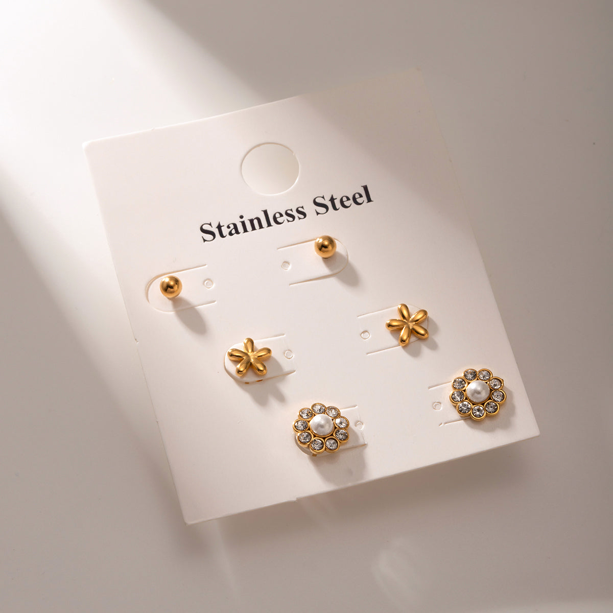 1 Set IG Style Flower 316 Stainless Steel  18K Gold Plated Ear Studs