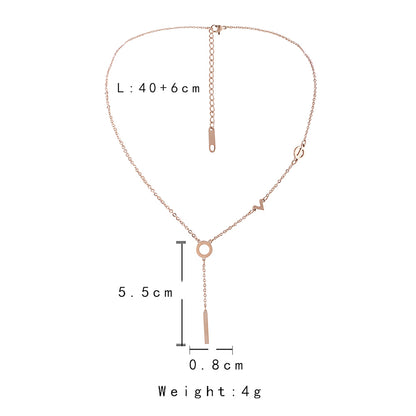 Stainless Steel Rose Gold Plated Elegant Modern Style Commute V Shape Round Butterfly Inlay Shell Zircon Necklace