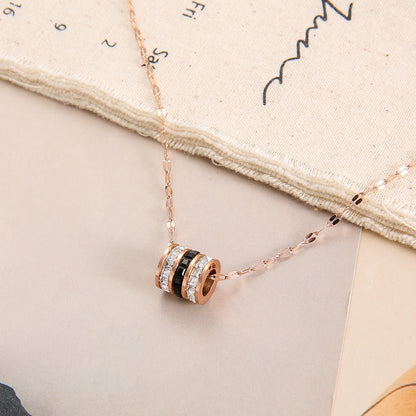 Stainless Steel Rose Gold Plated Elegant Modern Style Commute V Shape Round Butterfly Inlay Shell Zircon Necklace