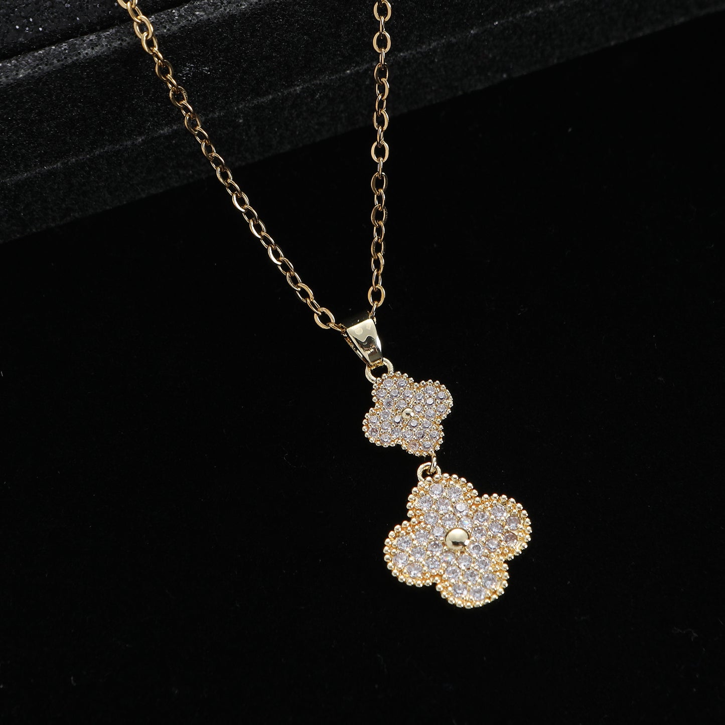 Simple Style Four Leaf Clover Stainless Steel Pendant Necklace