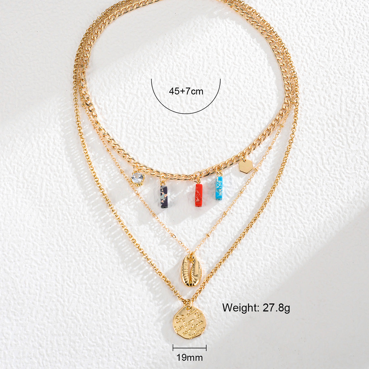 Hip-Hop Streetwear Geometric Zinc Alloy Layered Unisex Three Layer Necklace