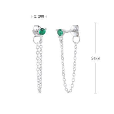 1 Pair Simple Style Solid Color Inlay Sterling Silver Gem Drop Earrings