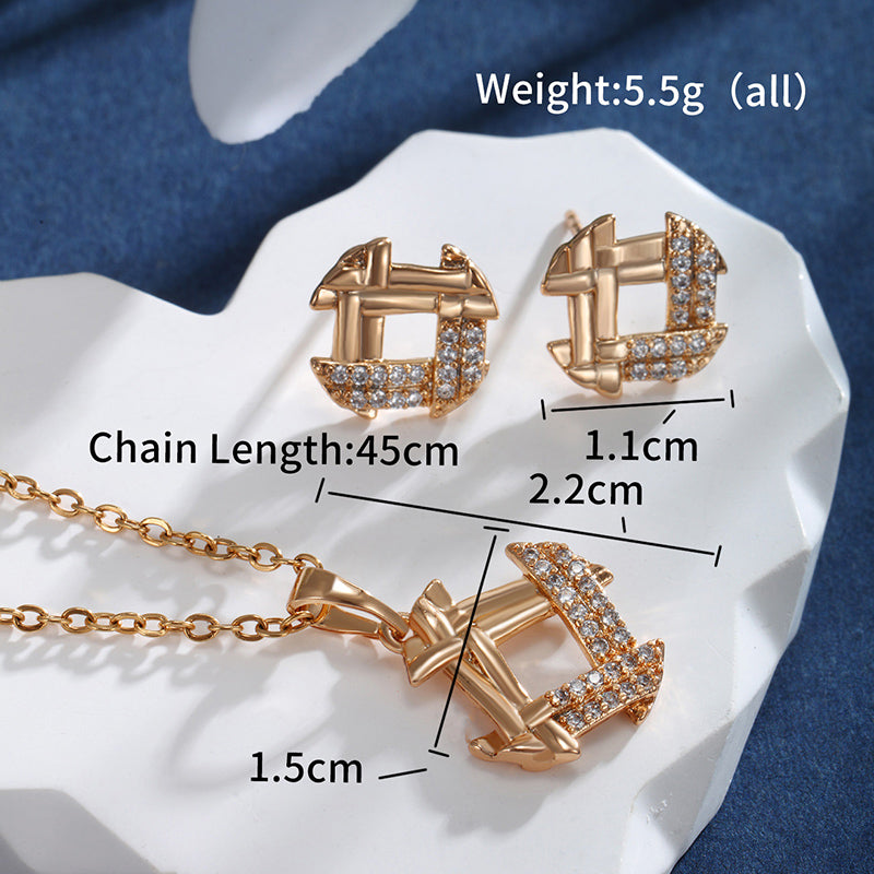 XUPING Simple Style Commute Heart Shape Alloy Copper Alloy Hollow Out Inlay Artificial Gemstones 18K Gold Plated Women's Jewelry Set