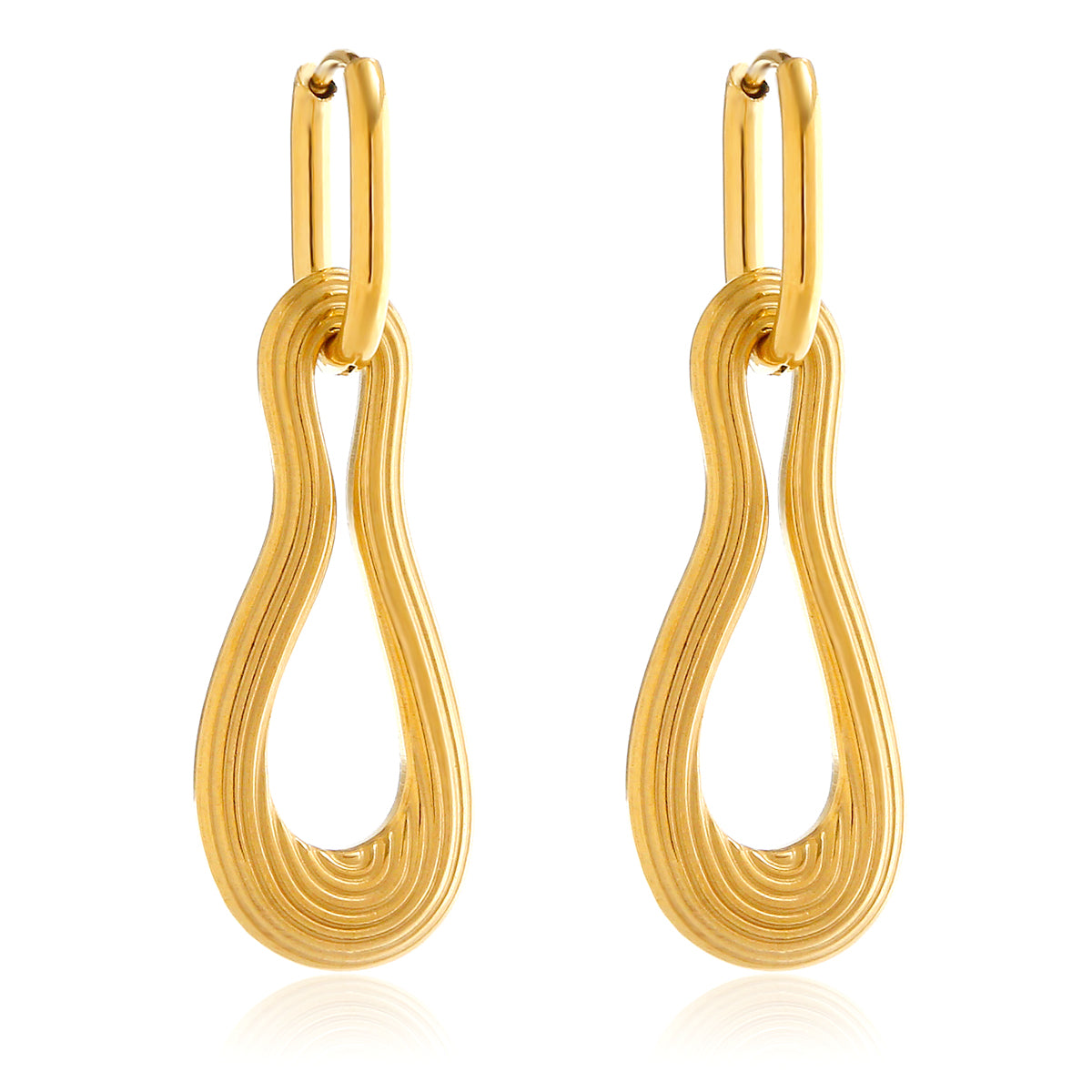 1 Pair Elegant Luxurious Gourd Plating 304 Stainless Steel 18K Gold Plated Drop Earrings