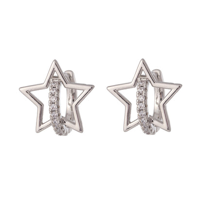 1 Pair Classical Funny Romantic Pentagram Inlay Copper Zircon Earrings