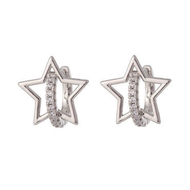 1 Pair Classical Funny Romantic Pentagram Inlay Copper Zircon Earrings