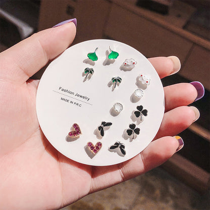 Wholesale Jewelry Cute Heart Flower Fruit Stud Earrings Set Gooddiy