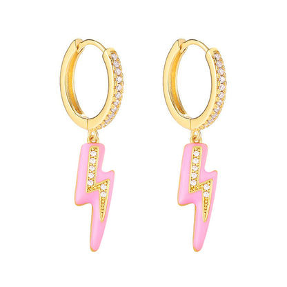 Ins Wind Pink Earrings Love Stars Dripping Oil Earrings Set