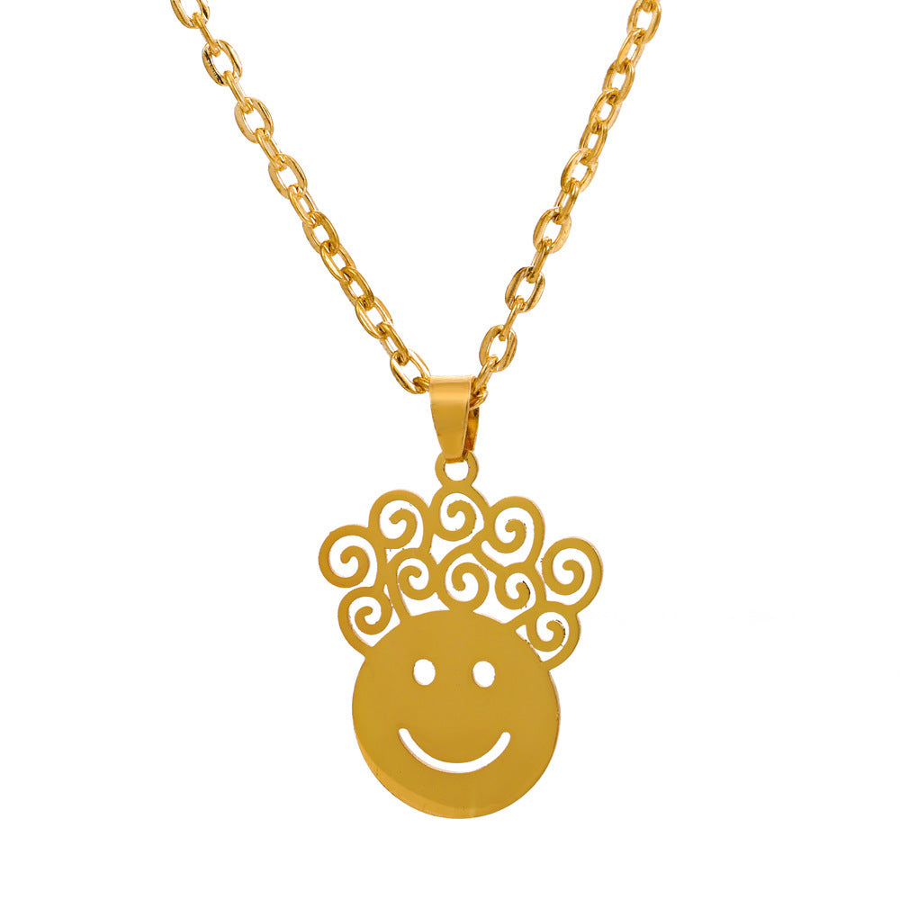 Cross-border New Couple Smiley Face Necklace Boy Girl Necklace Creative Hollow Clavicle Chain