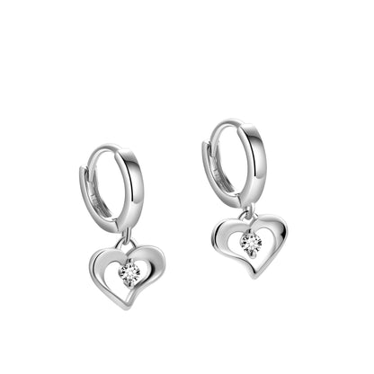 1 Piece Modern Style Simple Style Classic Style Water Droplets Heart Shape Inlay Sterling Silver Zircon Drop Earrings