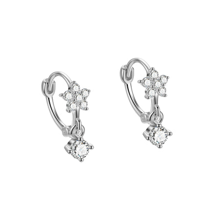 1 Piece Modern Style Simple Style Classic Style Water Droplets Heart Shape Inlay Sterling Silver Zircon Drop Earrings