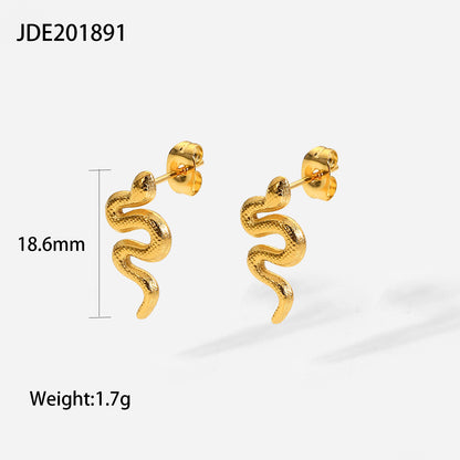 Fashion 18k Gold Electroplated Stainless Steel Snake-shaped Earrings