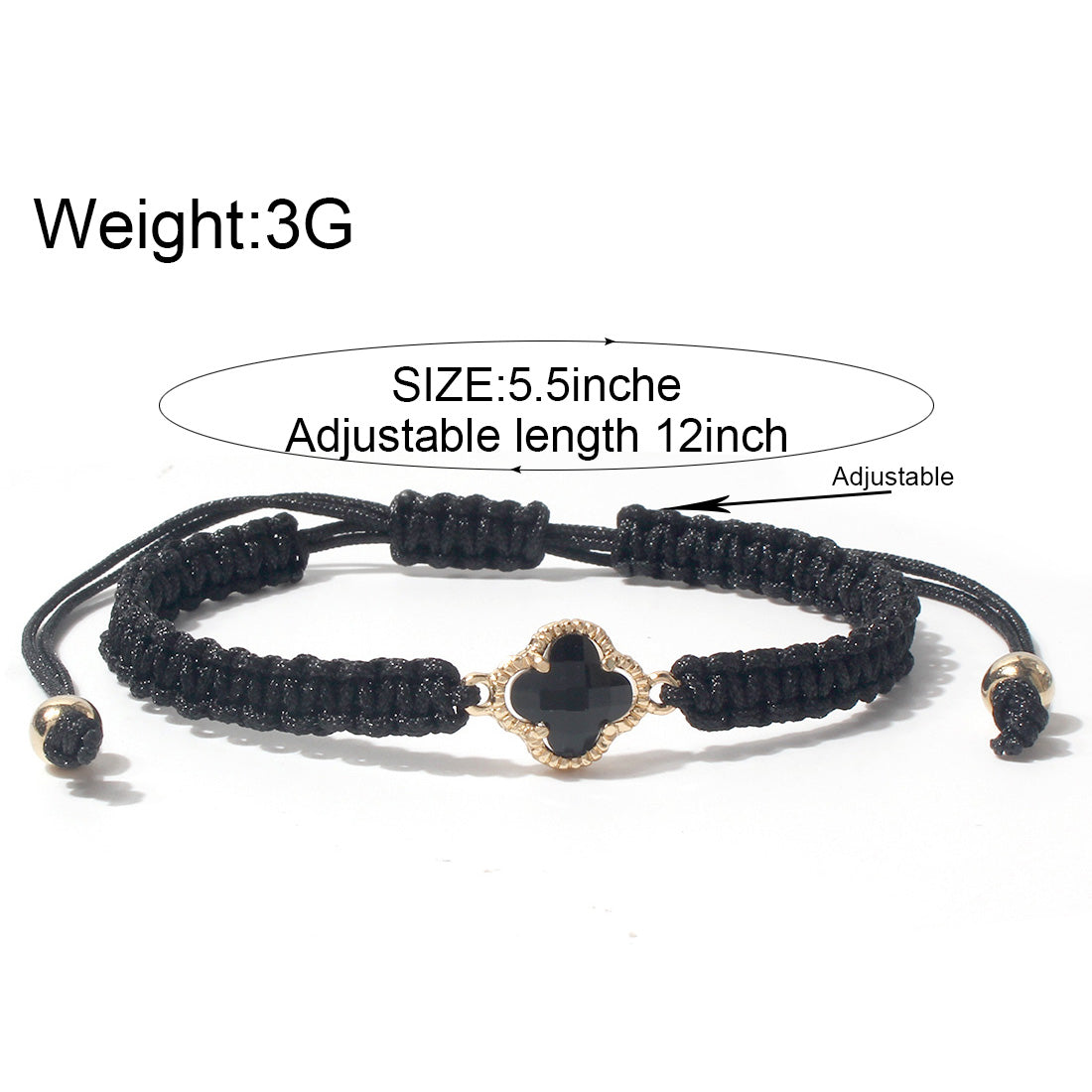 Sweet Four Leaf Clover Alloy Drawstring Knitting Crystal Women's Bracelets