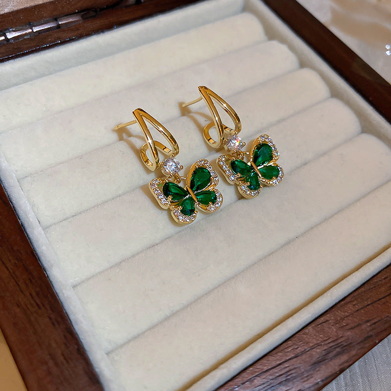 Fashion Geometric Letter Butterfly Metal Rhinestones Earrings