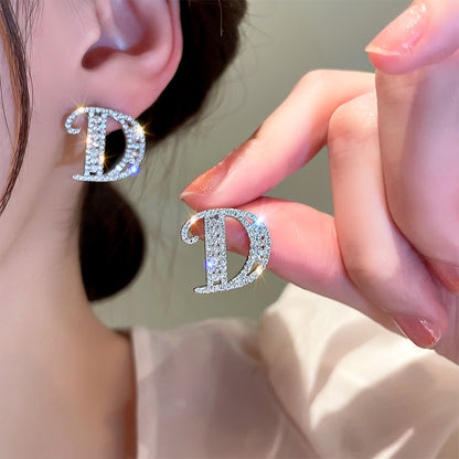 Fashion Geometric Letter Butterfly Metal Rhinestones Earrings