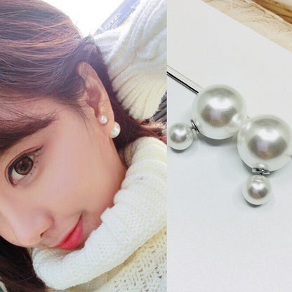 Elegant Geometric Bow Knot Imitation Pearl Alloy Inlay Rhinestones Women's Earrings 1 Pair