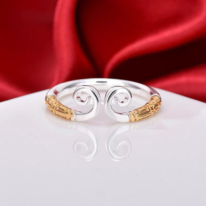Retro Letter Bear Smiley Face Silver Plated Plating Women's Open Ring 1 Piece
