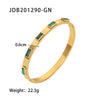 Retro Geometric Square Eye Stainless Steel Inlay Zircon Gold Plated Bangle