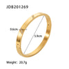 Retro Geometric Square Eye Stainless Steel Inlay Zircon Gold Plated Bangle