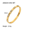 Retro Geometric Square Eye Stainless Steel Inlay Zircon Gold Plated Bangle