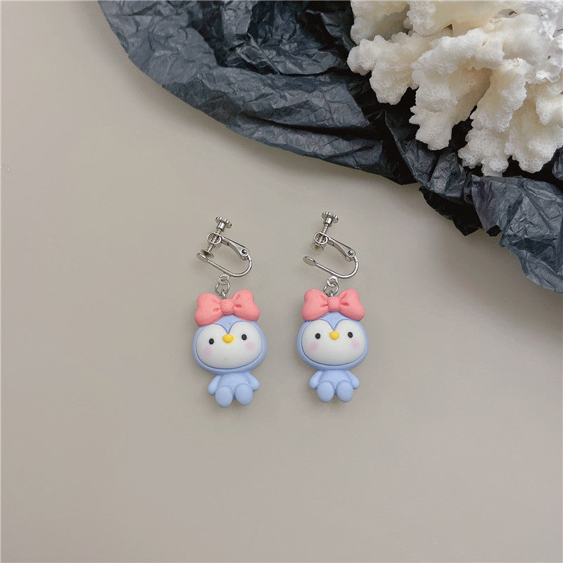 Cartoon Style Animal Resin Women's Drop Earrings Ear Clips 1 Pair